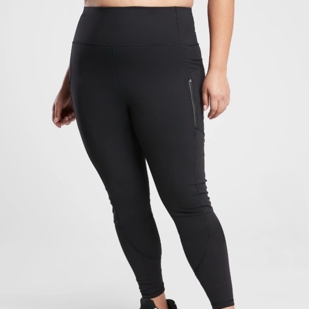 Athleta Rainier Tight Fleece Leggings Yoga Fitness Gym Pant Plus Size 2X Black